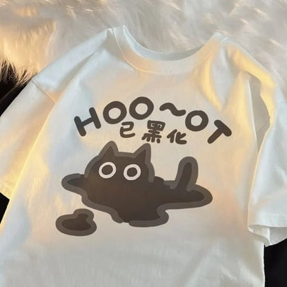 Cat Print Short Sleeve T-shirt