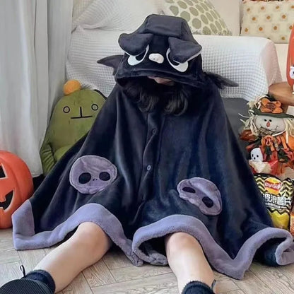 Japanese Bat Cartoon Plush Poncho