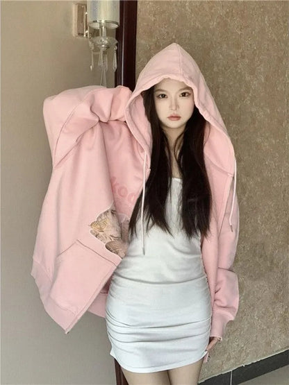 Kitten Print Zip Up Jacket