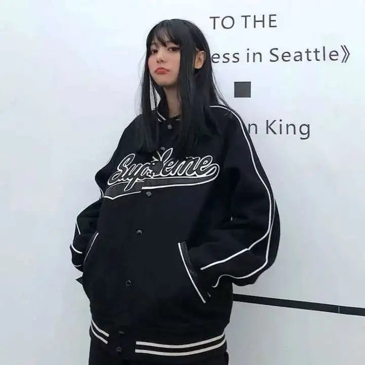 Black Oversized Baseball Jacket