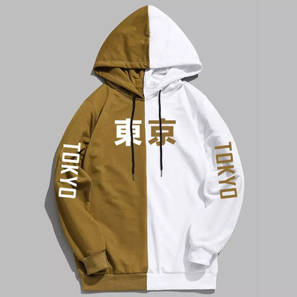 Patchwork Tokyo City Contrast Print Long Sleeve Hoodie Sweater Sweatshirt Pullover E-Girl Kawaii Korean Japanese Harajuku Streetwear