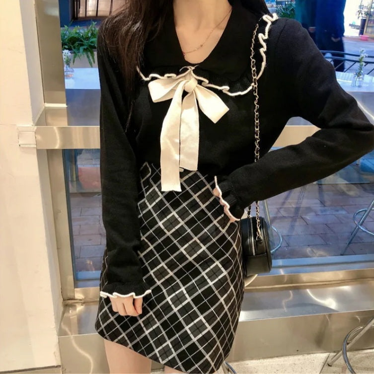 Bow Peterpan Collar Knit Sweater