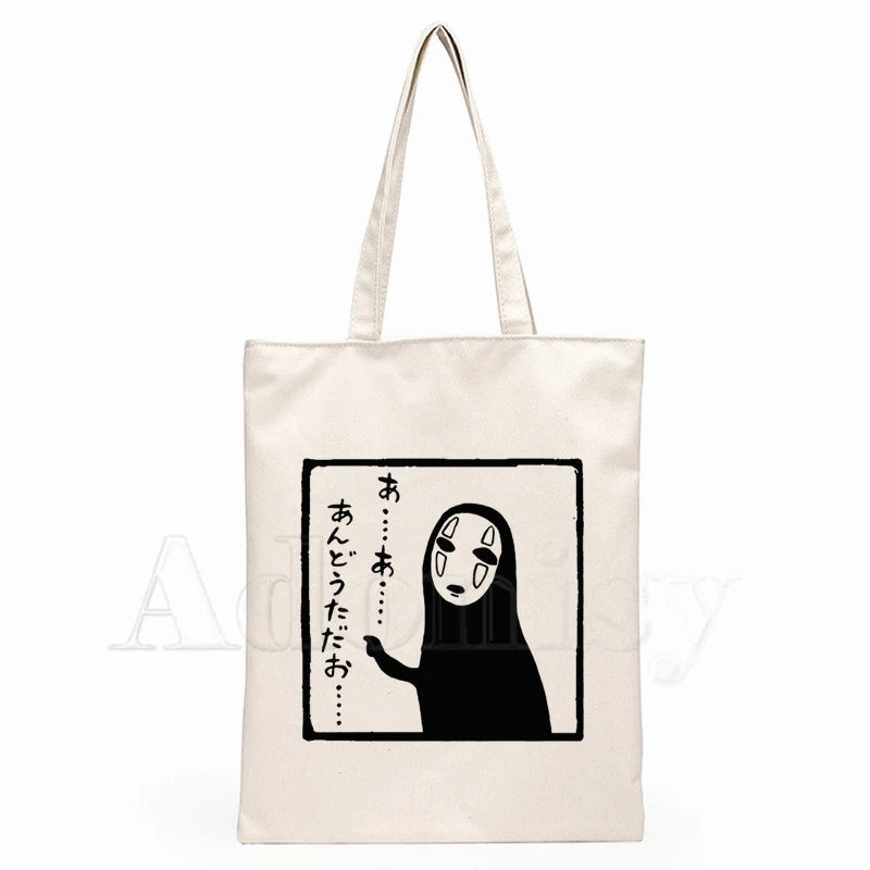 Japanese Anime Print Canvas Tote Bag