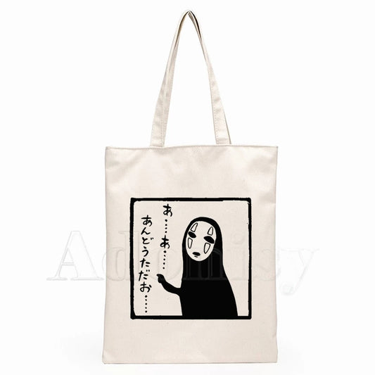 Japanese Anime Print Canvas Tote Bag