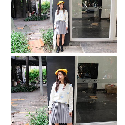 Cute Pastel Cloud Winter Autumn Loose Oversized Casual Knit Sweater Sweatshirt Pullover Jumper Shirt E-Girl Kawaii Korean Japanese Harajuku Streetwear