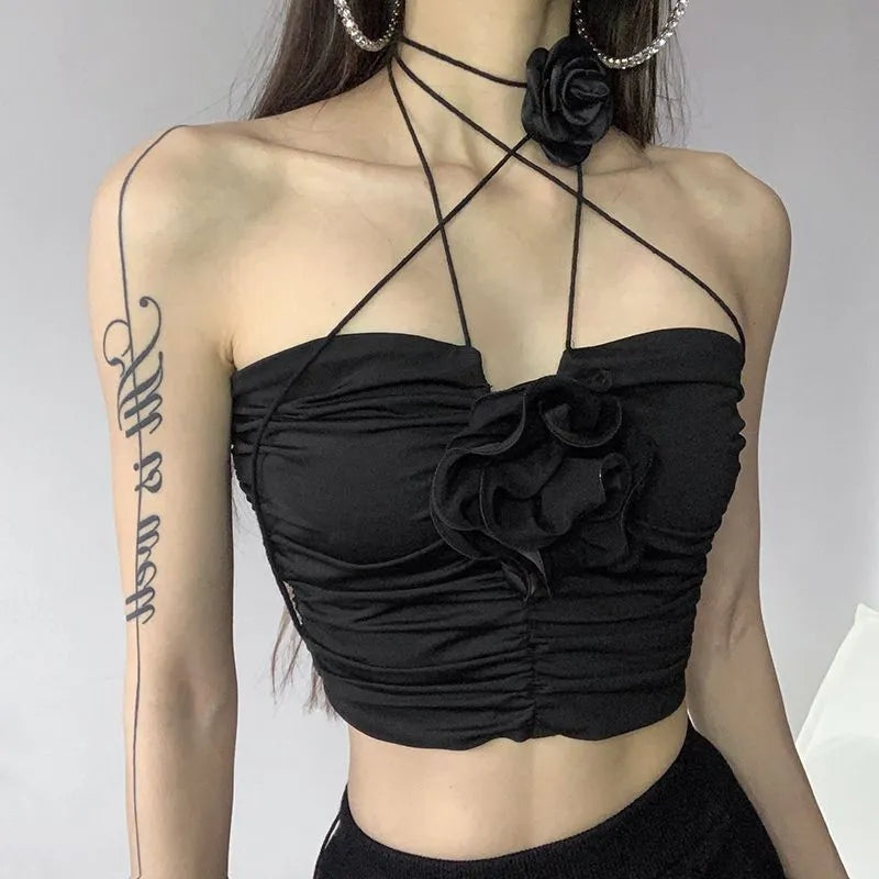 Black Rose Crop Top