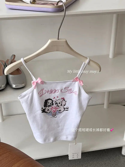 Dog Bow Print Tank Top