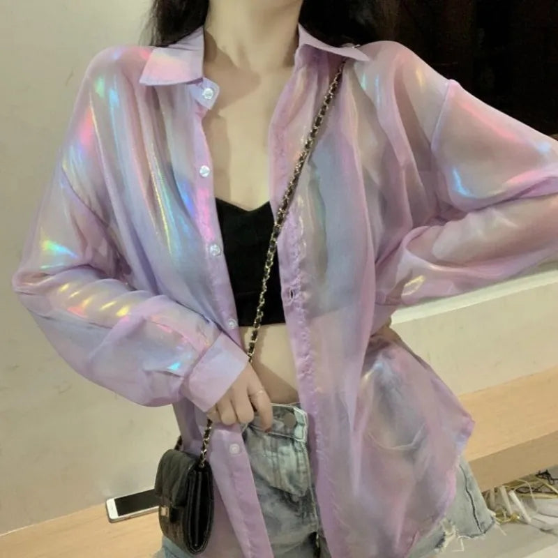 Sheer Laser Long Sleeve Shirt