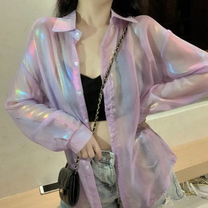 Sheer Laser Long Sleeve Shirt