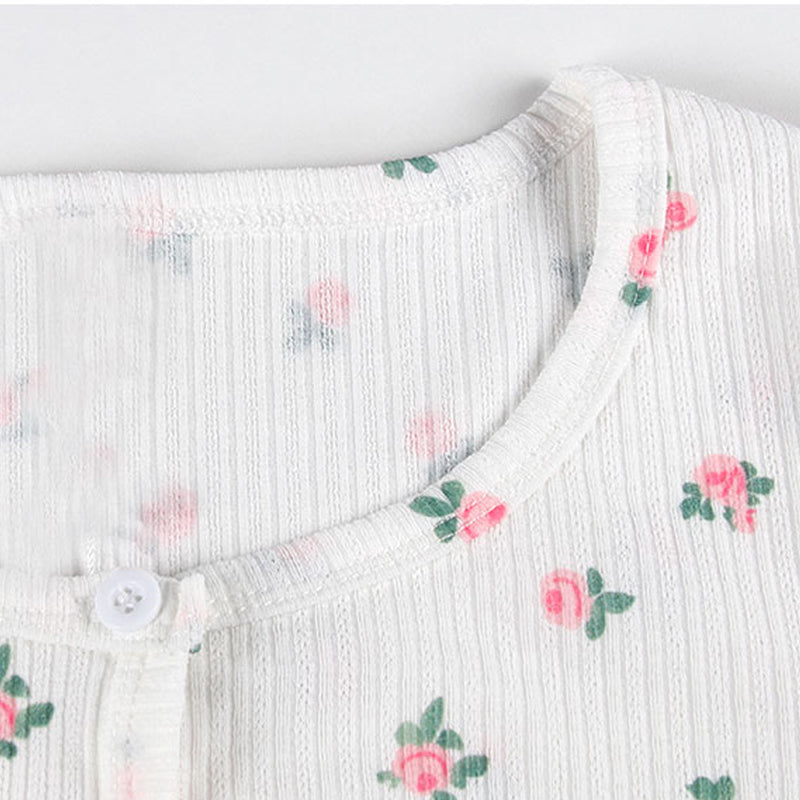 Cute Flower Rose Button Up Crop Top Short Sleeve Shirt T-shirt Tee Top Kawaii Korean Japanese Harajuku Chinese Retro Streetwear Aesthetic Fashion