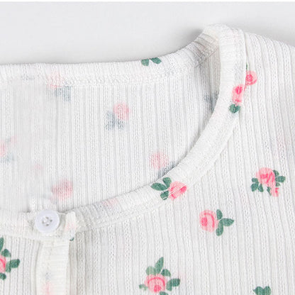 Cute Flower Rose Button Up Crop Top Short Sleeve Shirt T-shirt Tee Top Kawaii Korean Japanese Harajuku Chinese Retro Streetwear Aesthetic Fashion