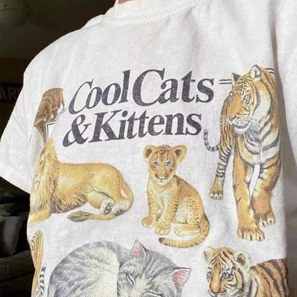 Cool Cat Print Short Sleeve T-shirt