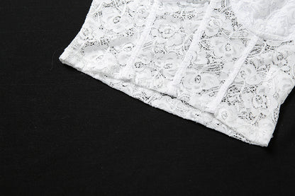 Cute Sexy Floral Lace Corset Camisole Tank Crop Top Sleeveless Shirt Bodycon Goth Punk Summer Casual E-Girl Kawaii Korean Japanese Harajuku Streetwear
