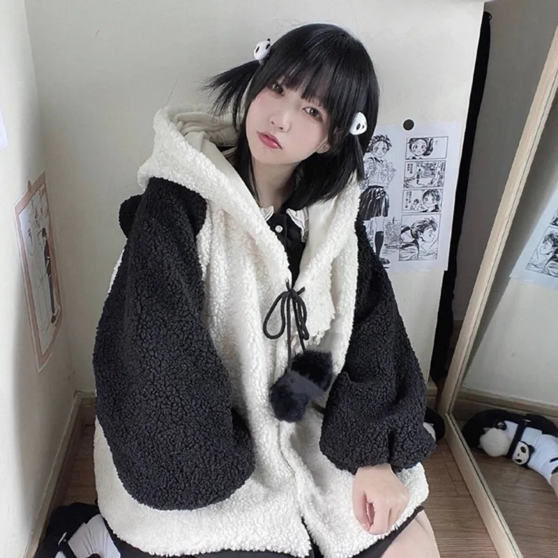 Panda Bear Ear Fleece Hoodie