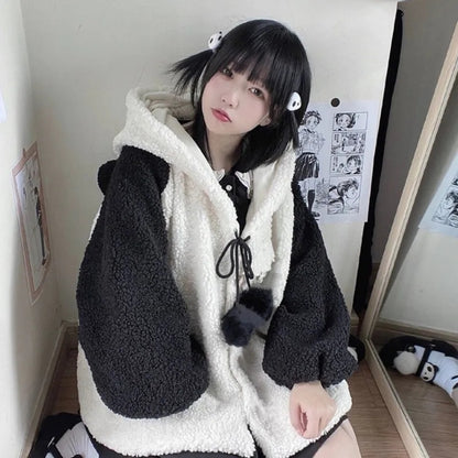 Panda Bear Ear Fleece Hoodie