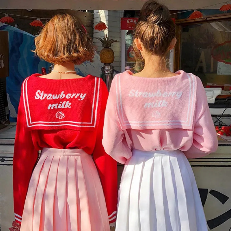 Strawberry Milk Sailor Collar Sweater