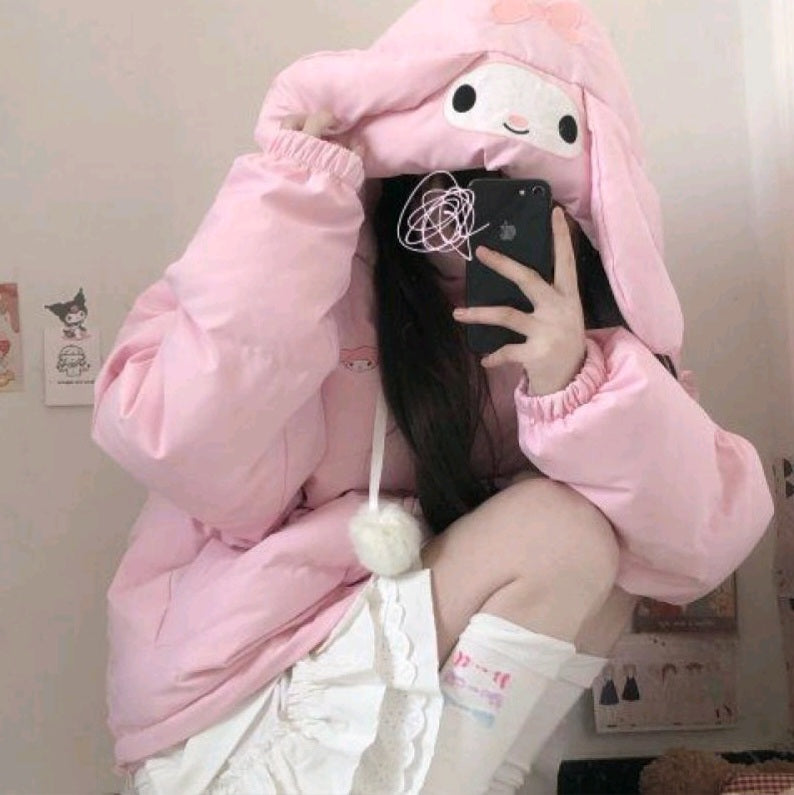 Pink Japanese Anime Puffy Winter Jacket