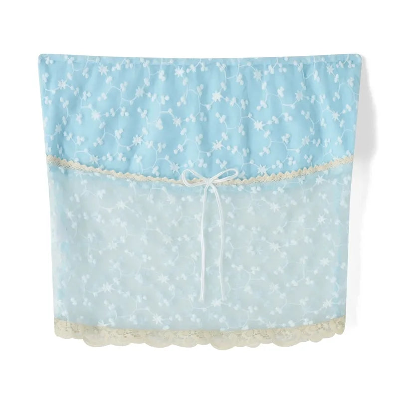 Blue Lace Trim Tube Top