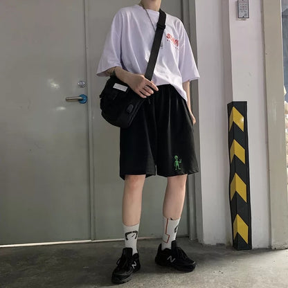 Cute Alien Casual Loose Boyfriend Bike Jogger Shorts Goth Punk E-Girl Kawaii Korean Japanese Harajuku Chinese Retro Streetwear Aesthetic