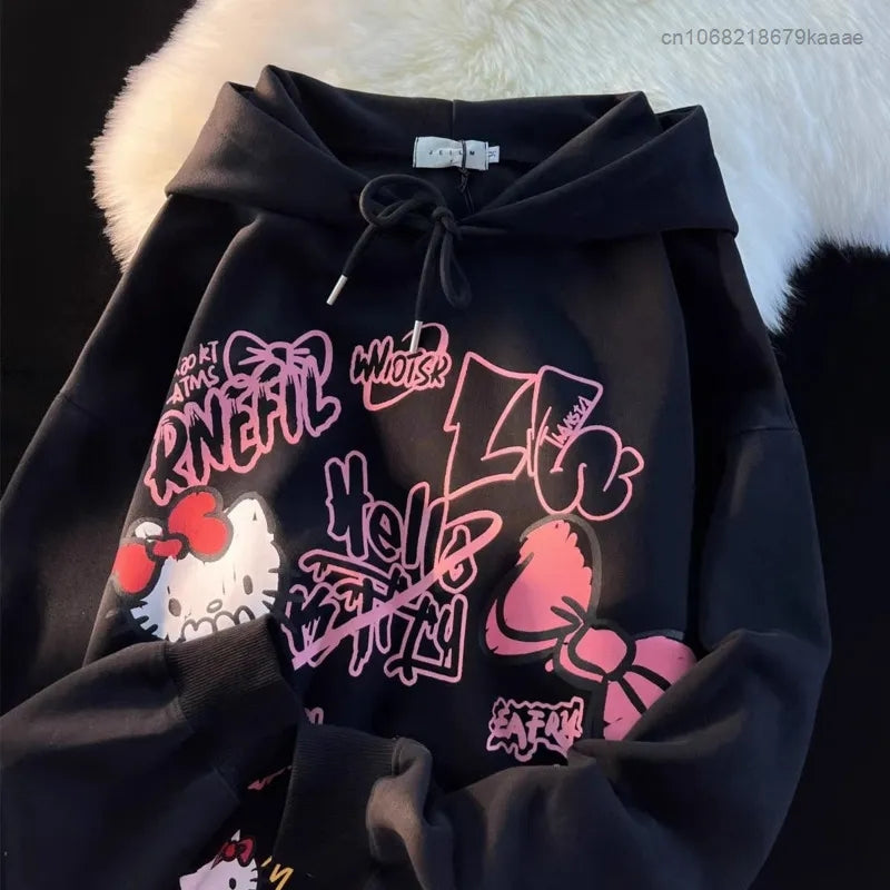 Graffiti Cat Print Hoodie