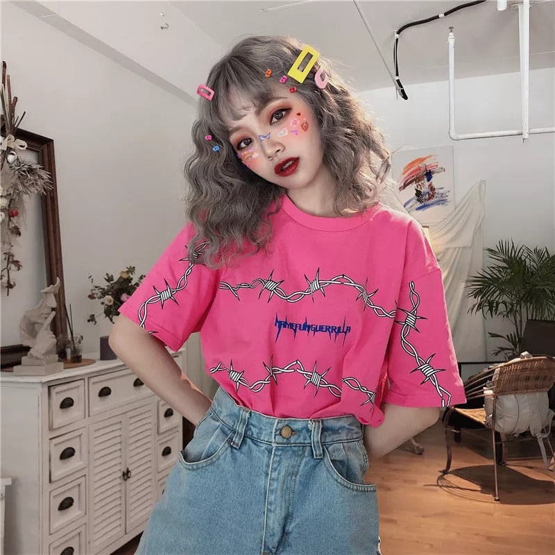 Cute Casual Vintage Punk Goth Print Crop Top Short Sleeve Shirt Tee T-shirt E-Girl Kawaii Korean Japanese Harajuku Chinese Retro Streetwear Aesthetic