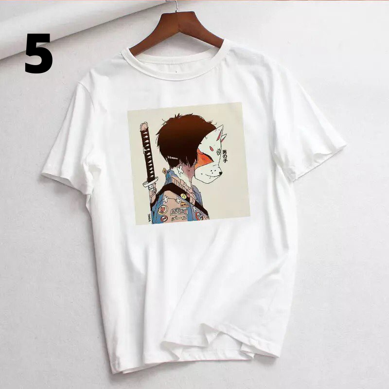Anime Girl Goth Punk Horror Cartoon Print Loose Short Sleeve Short T-shirt Tee Top Summer Casual E-Girl Kawaii Korean Japanese Harajuku Streetwear