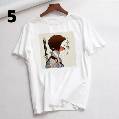 Anime Girl Goth Punk Horror Cartoon Print Loose Short Sleeve Short T-shirt Tee Top Summer Casual E-Girl Kawaii Korean Japanese Harajuku Streetwear