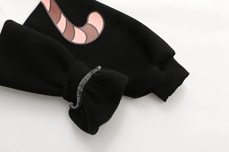 Cute Cat Kitten Ear Cartoon Print Funny Hoodie Long Sleeve Pullover Sweatshirt Aesthetic Casual E-Girl Kawaii Korean Japanese Harajuku