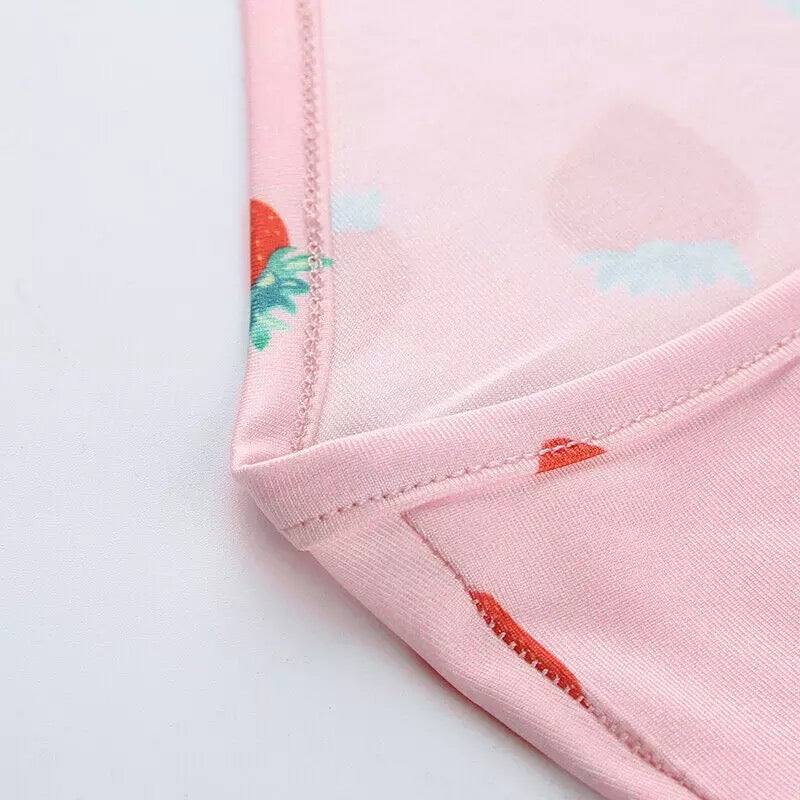 Cute Pink Strawberry Print Crop Top Camisole Spaghetti Strap Tank Shirt Tee T-shirt E-Girl Kawaii Korean Japanese Harajuku Retro Streetwear Aesthetic