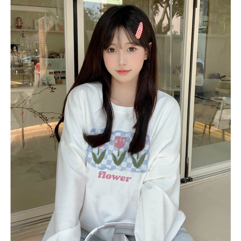 Tulip Flower Print Sweatshirt