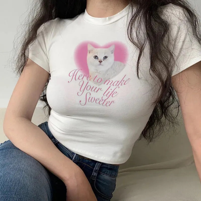 Cat Print Baby Tee
