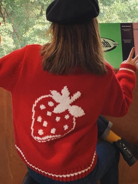 Red Strawberry Zipper Jacket