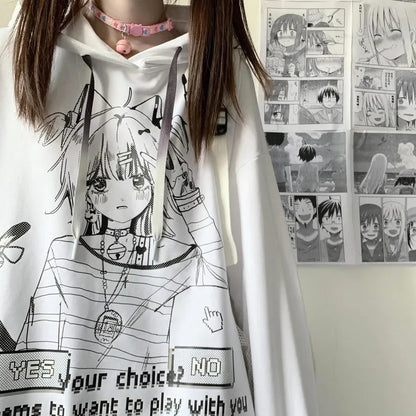 Anime Graphic Print Hoodie