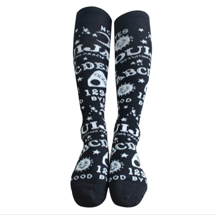 Cute Black Ouija Board Magic Star Moon Print Socks Punk Goth Aesthetic Casual E-Girl Kawaii Korean Japanese Harajuku