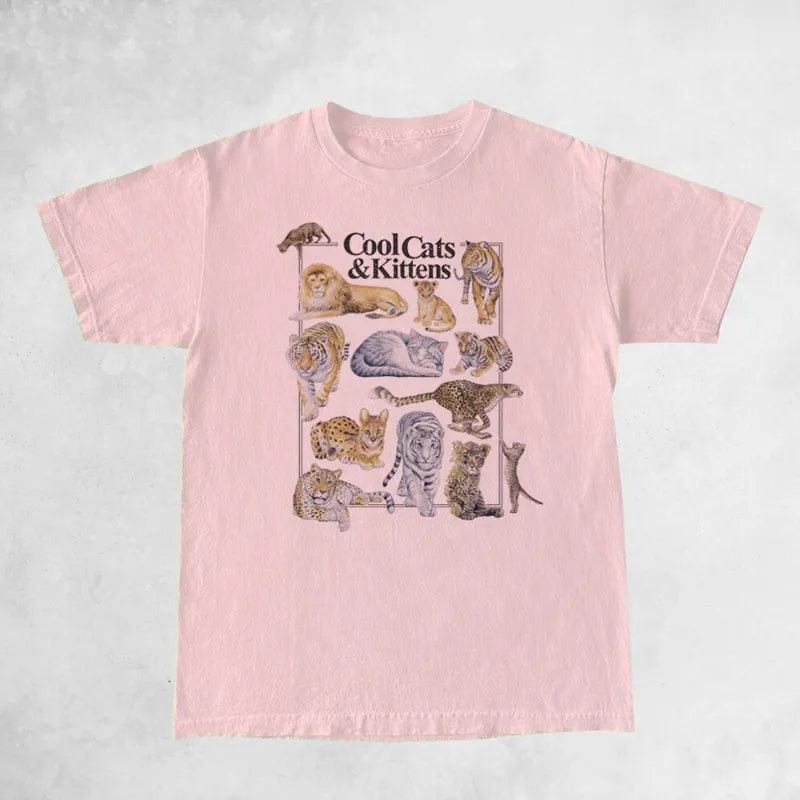 Cool Cat Print Short Sleeve T-shirt