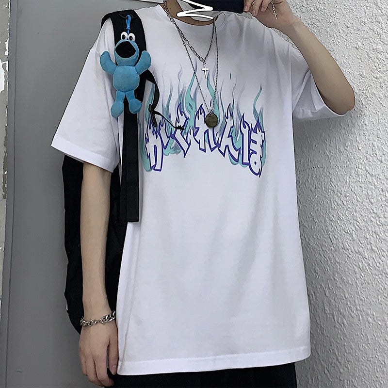 Cute Graphic Letter Graffiti Art Top Short Sleeve Shirt Tee T-shirt E-Girl Kawaii Korean Japanese Harajuku Chinese Retro Streetwear Aesthetic