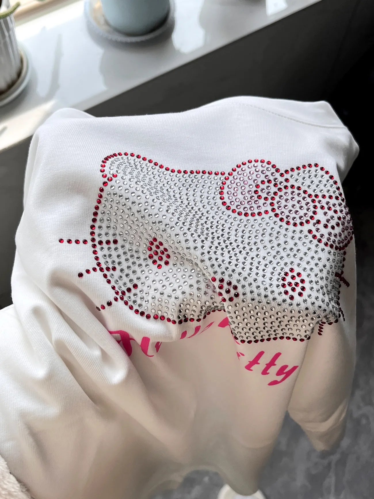 Kitty Cat Anime Rhinestone Short Sleeve T-shirt