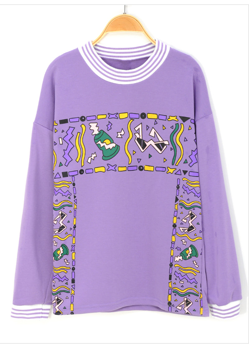 Cute 90s Vintage Purple Aesthetic Oversized Loose Sweatshirt Sweater Pullover Hoodie Autumn Casual E-Girl Kawaii Korean Japanese Harajuku Streetwear