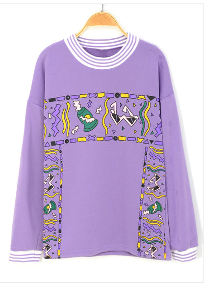 Cute 90s Vintage Purple Aesthetic Oversized Loose Sweatshirt Sweater Pullover Hoodie Autumn Casual E-Girl Kawaii Korean Japanese Harajuku Streetwear
