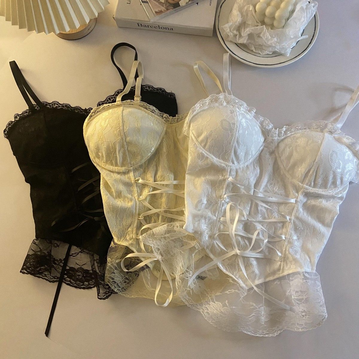 Spaghetti Strap Lace Corset Top