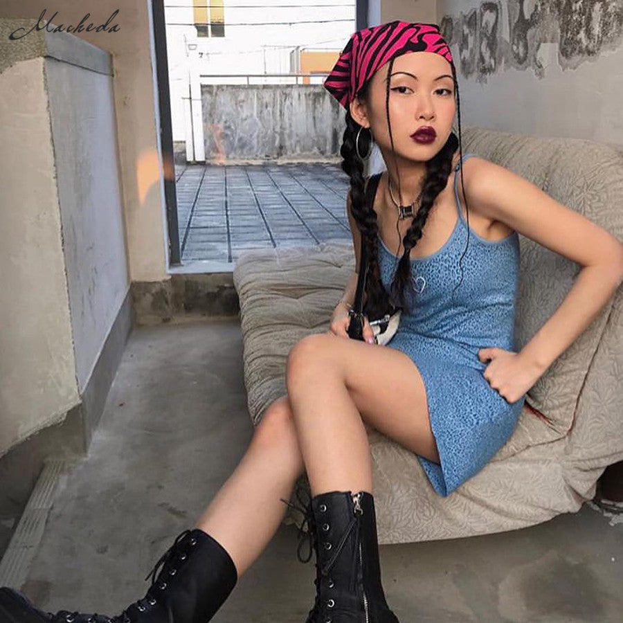Cute Heart Shape Leopard Spaghetti Strap Mini Bodycon Dress Kawaii Korean Japanese Harajuku Chinese Retro Streetwear Aesthetic Fashion