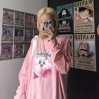 Japanese Anime Cartoon Print Oversize Long Sleeve Shirt