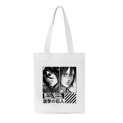 Cute Titan Anime Cartoon Print Canvas Tote Bag Shopping Shoulder Bag Aesthetic Casual Summer E-Girl Kawaii Korean Japanese Harajuku