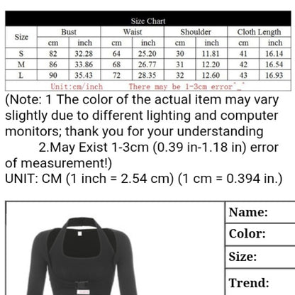Cute Sexy 2pcs Set Black Halter Crop Top Tank Buckle Long Sleeve T-shirt Tracksuit Summer Aesthetic Casual E-Girl Kawaii Korean Japanese Harajuku