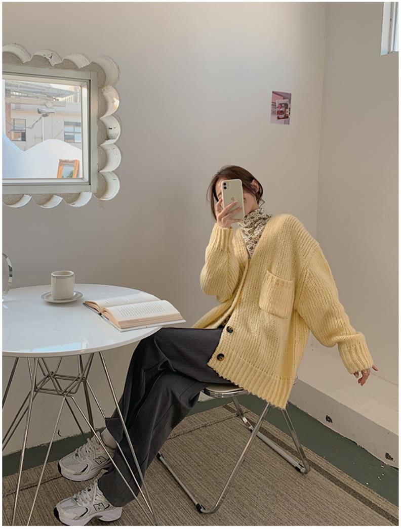 Yellow Loose Cardigan