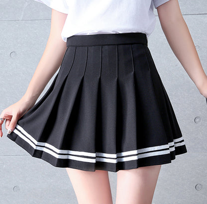 Cute Preppy Sailor School Uniform Pleated High Waist Mini Skirt Bottom E-Girl Kawaii Korean Japanese Harajuku Chinese Retro Streetwear Aesthetic