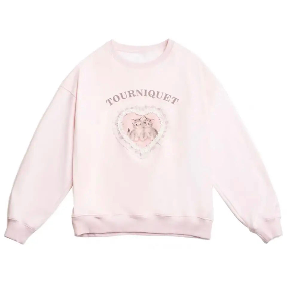 Pink Cat Heart Sweatshirt