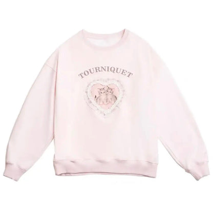 Pink Cat Heart Sweatshirt