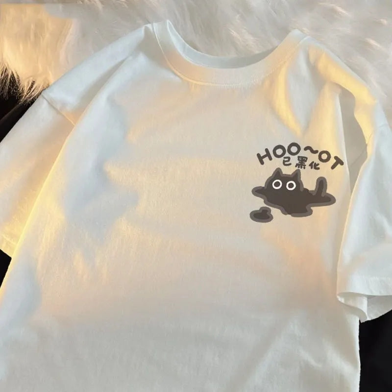 Cat Print Short Sleeve T-shirt
