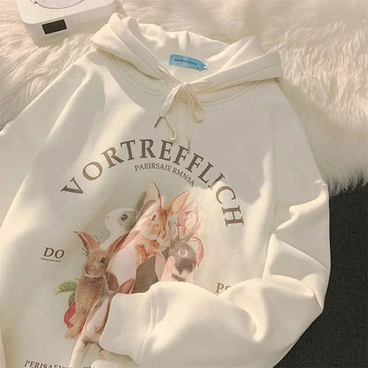Rabbit Print Oversized Hoodie